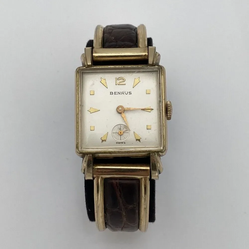 Vintage Benrus Mechanical Automatic Handwind 10k Rolled Gold Plate Bezel Watch